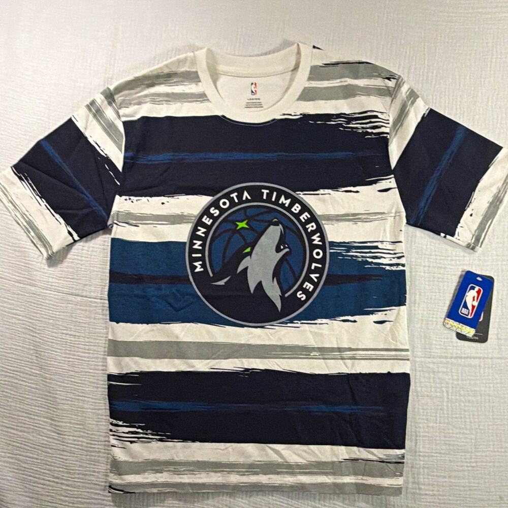 NBA Minnesota Timberwolves Officially Licensed Striped Shirt Boys Youth L 14/16
